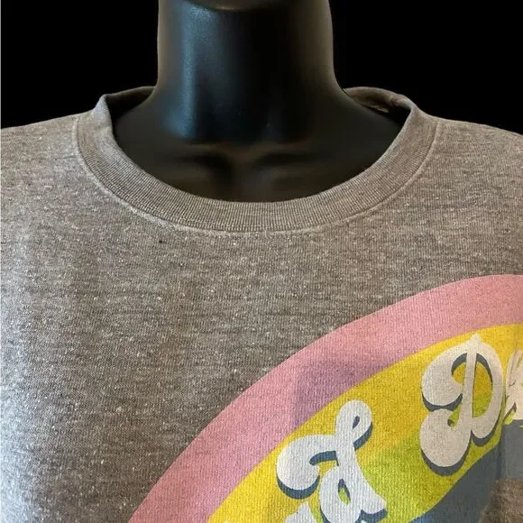 Wildfox No Bad Days fleece short sleeve oversized rainbow sweatshirt NWT size xs - Picture 2 of 9